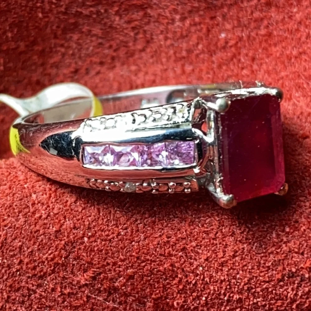 Sterling Silver 925 Emerald Cut Ring 8.5 Costume Jewelry Victorian